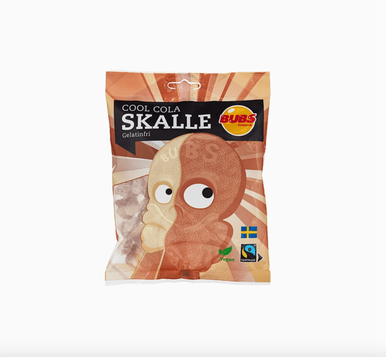 Packaged bubs Cola skulls on a white background