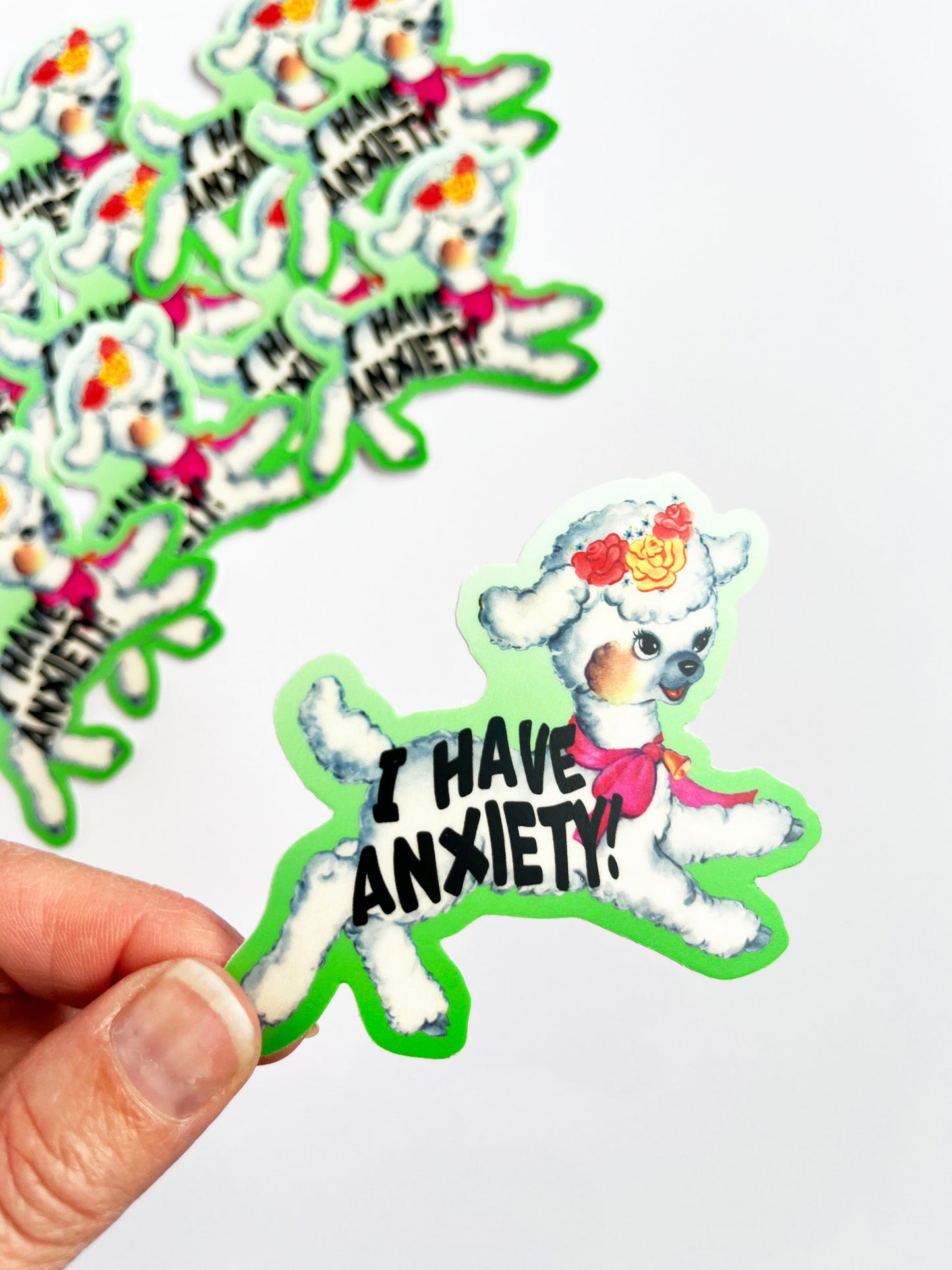 funny sticker i have anxiety vintage lamb with flowers bow sarcastic funny stickers coin laundry montana