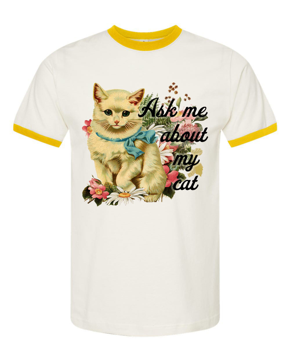 Ask Me About My Cat Unisex Ringer Tee