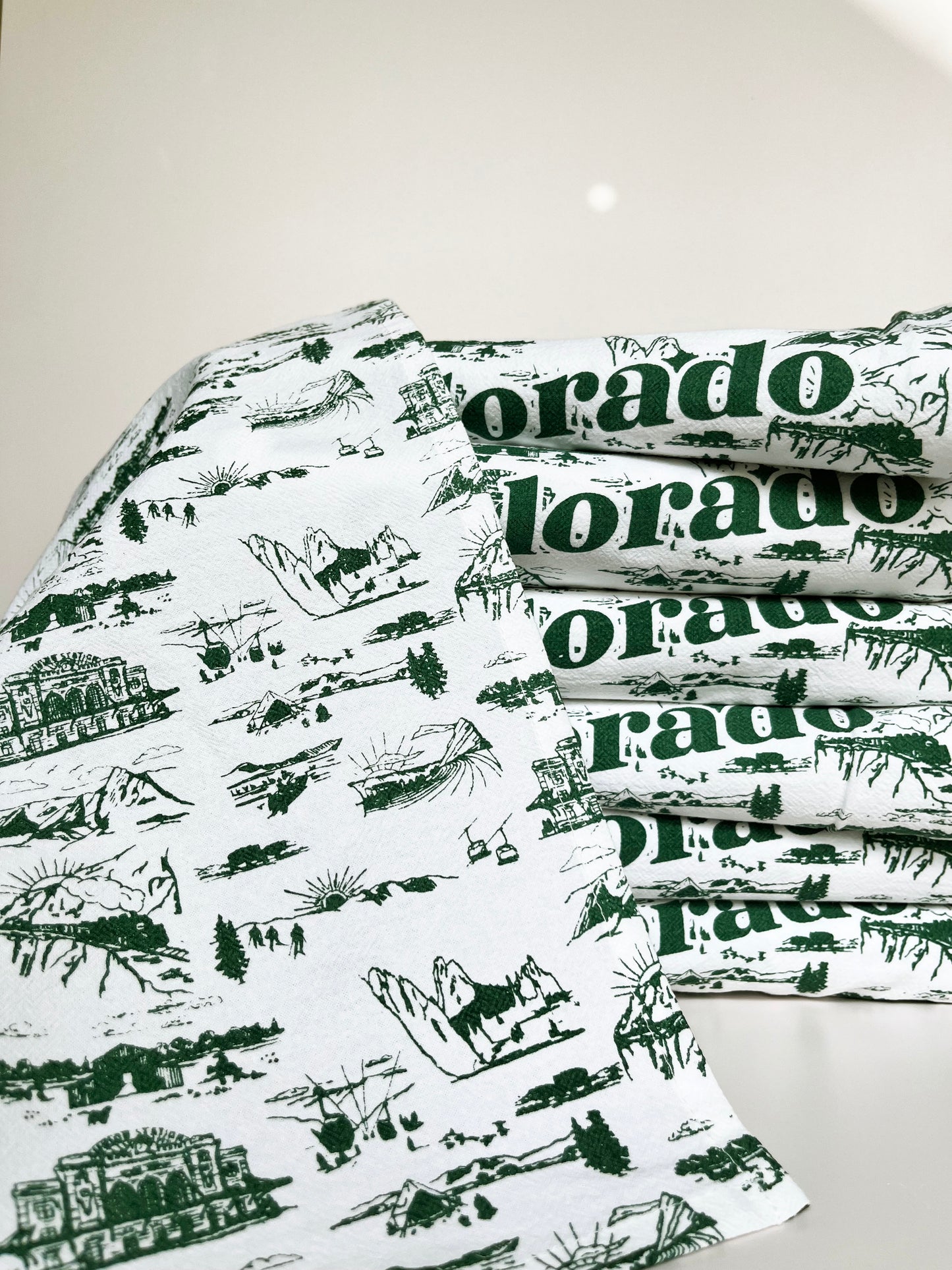 vintage style souvenir cute denver union station colorado home bar towel decorative winter scenes train camping outdoor travel road trip gift