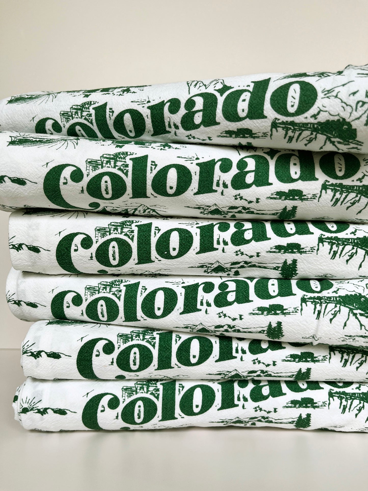 cute dish towel colorado bright green screen print outdoors nature skiing snowboarding mountain rocky mountain national park