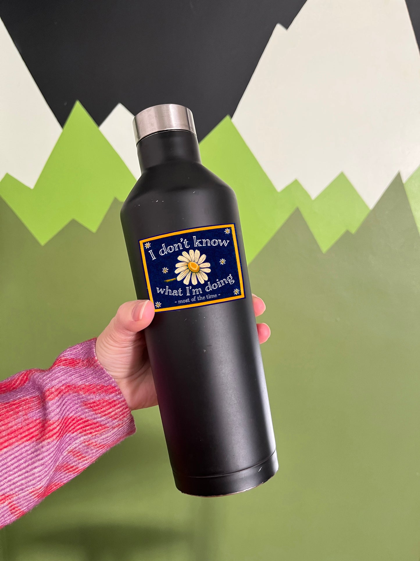 I Don't Know What I'm Doing Most of the Time Funny Sticker with Daisies