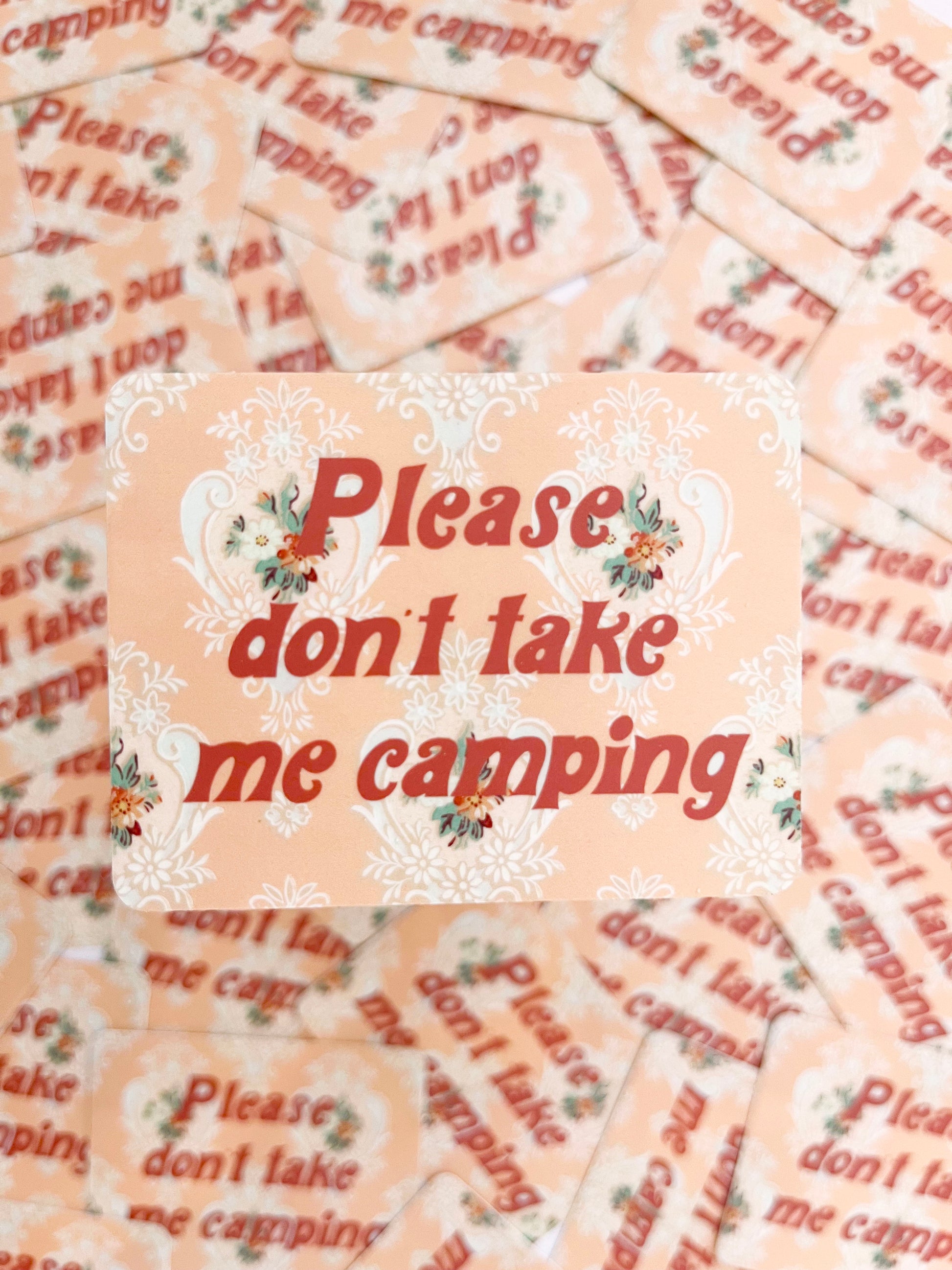 cute pink sticker for indoor person don't take me camping flowers pretty stickers for water bottle funny laptop car stickers funny gift for boyfriend funny girly stickers