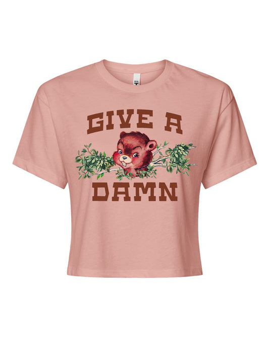 Give a Damn Crop Tee - Pink