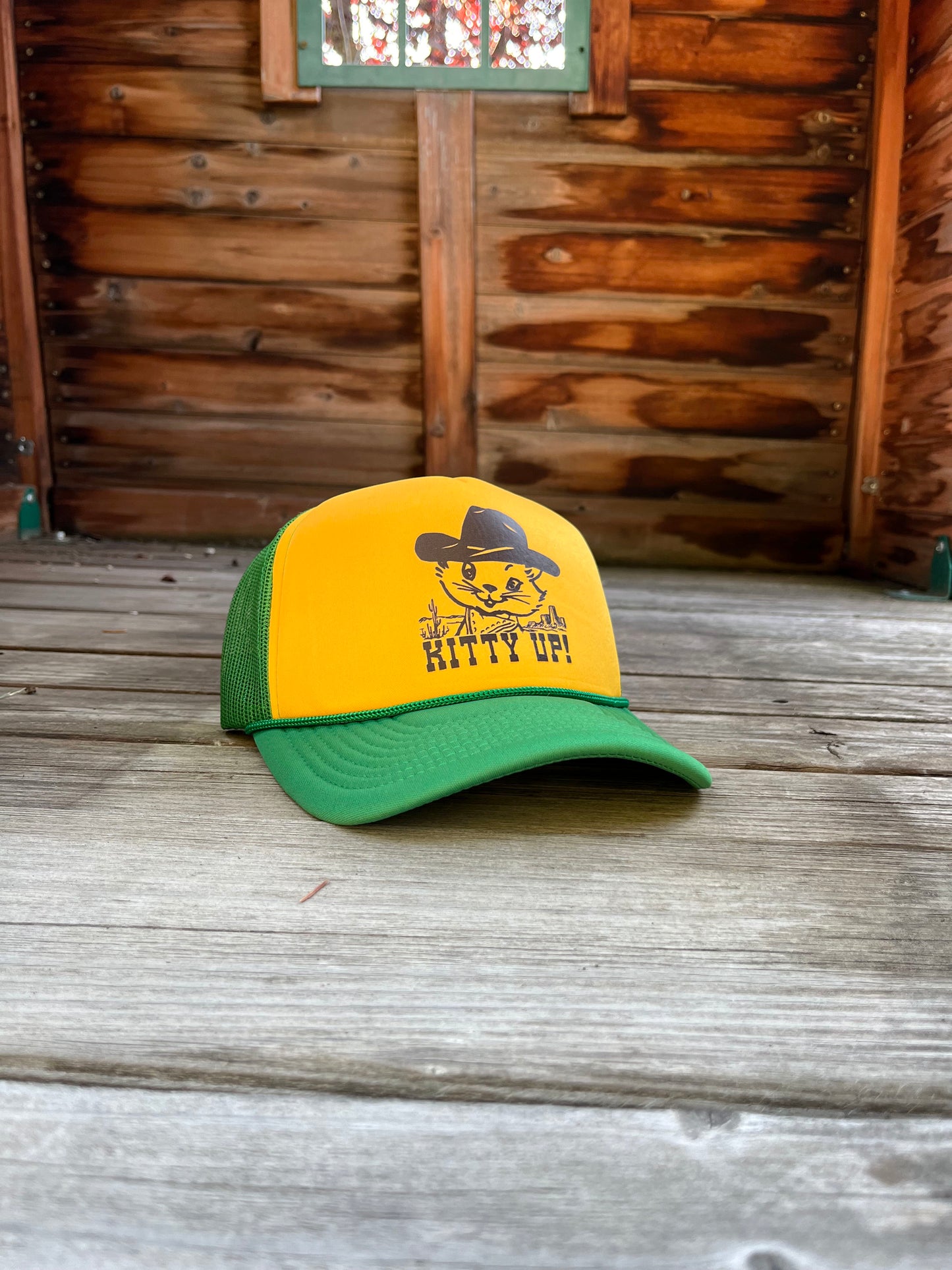 Kitty Up Mesh Back Baseball Hat - Green