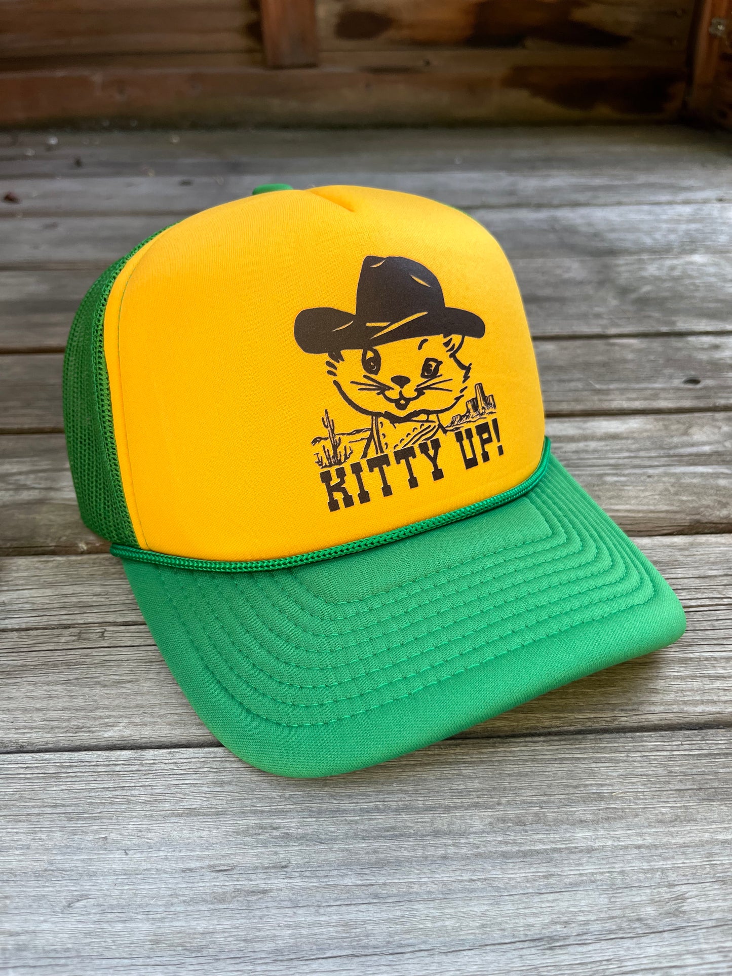 Kitty Up Mesh Back Baseball Hat - Green