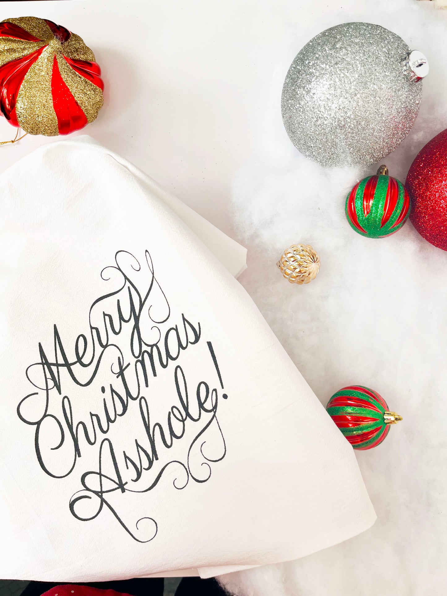 Merry Christmas Asshole Cotton Kitchen Towel