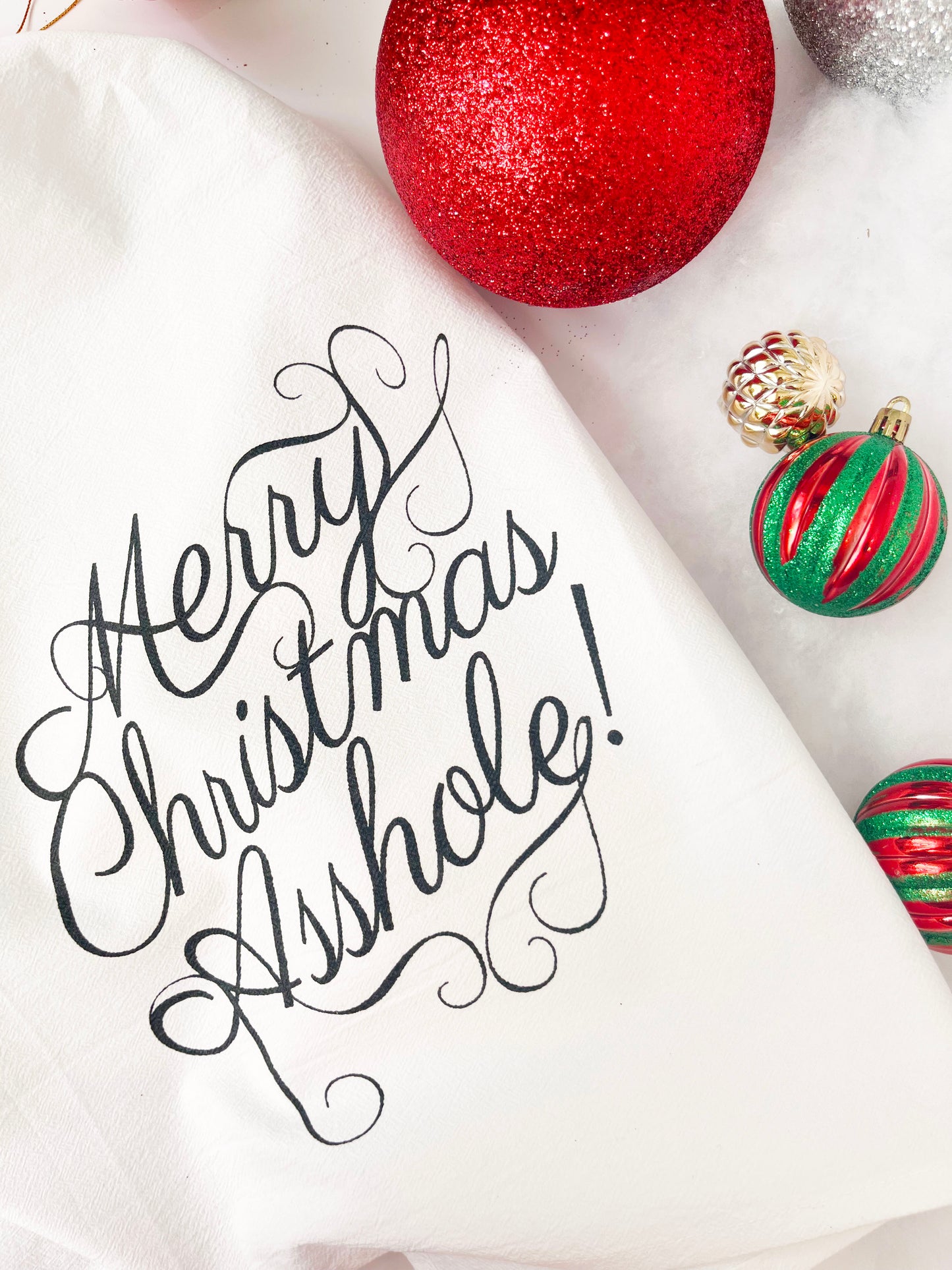 Merry Christmas Asshole Cotton Kitchen Towel