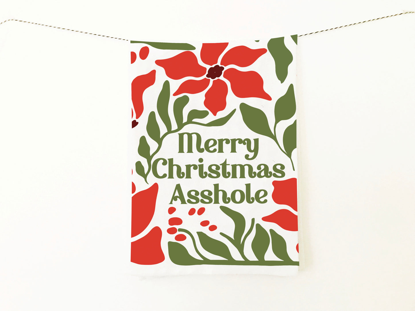 Merry Christmas Asshole Red and Green Christmas Kitchen Towel