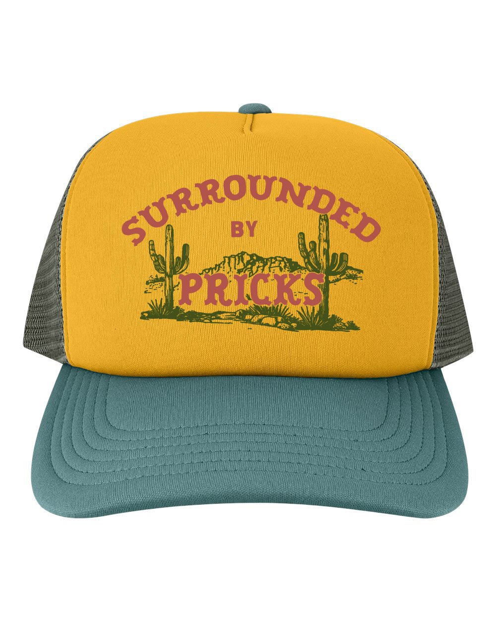 surrounded by pricks trucker hat fun coin laundry bozeman montanany mesh back baseball hat cute trucker hat cactus desert fun hat hiking summer fashion funny