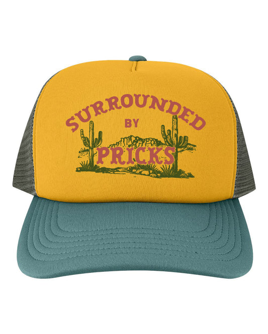 surrounded by pricks trucker hat fun coin laundry bozeman montanany mesh back baseball hat cute trucker hat cactus desert fun hat hiking summer fashion funny