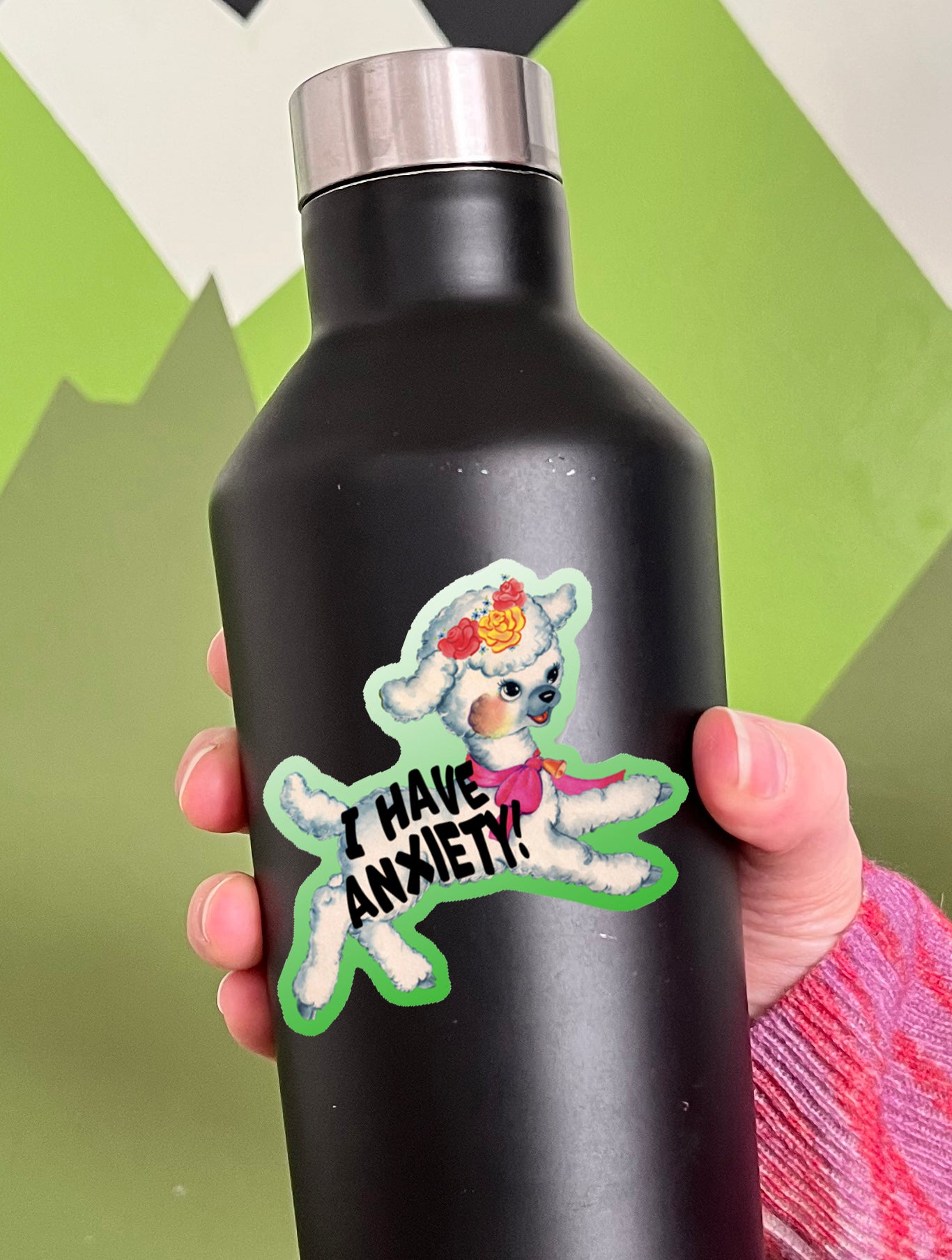 funny sticker with barn animal that says i have anxiety sheep anxiety sticker adorable lamb sticker i have anxiety coin laundry montana