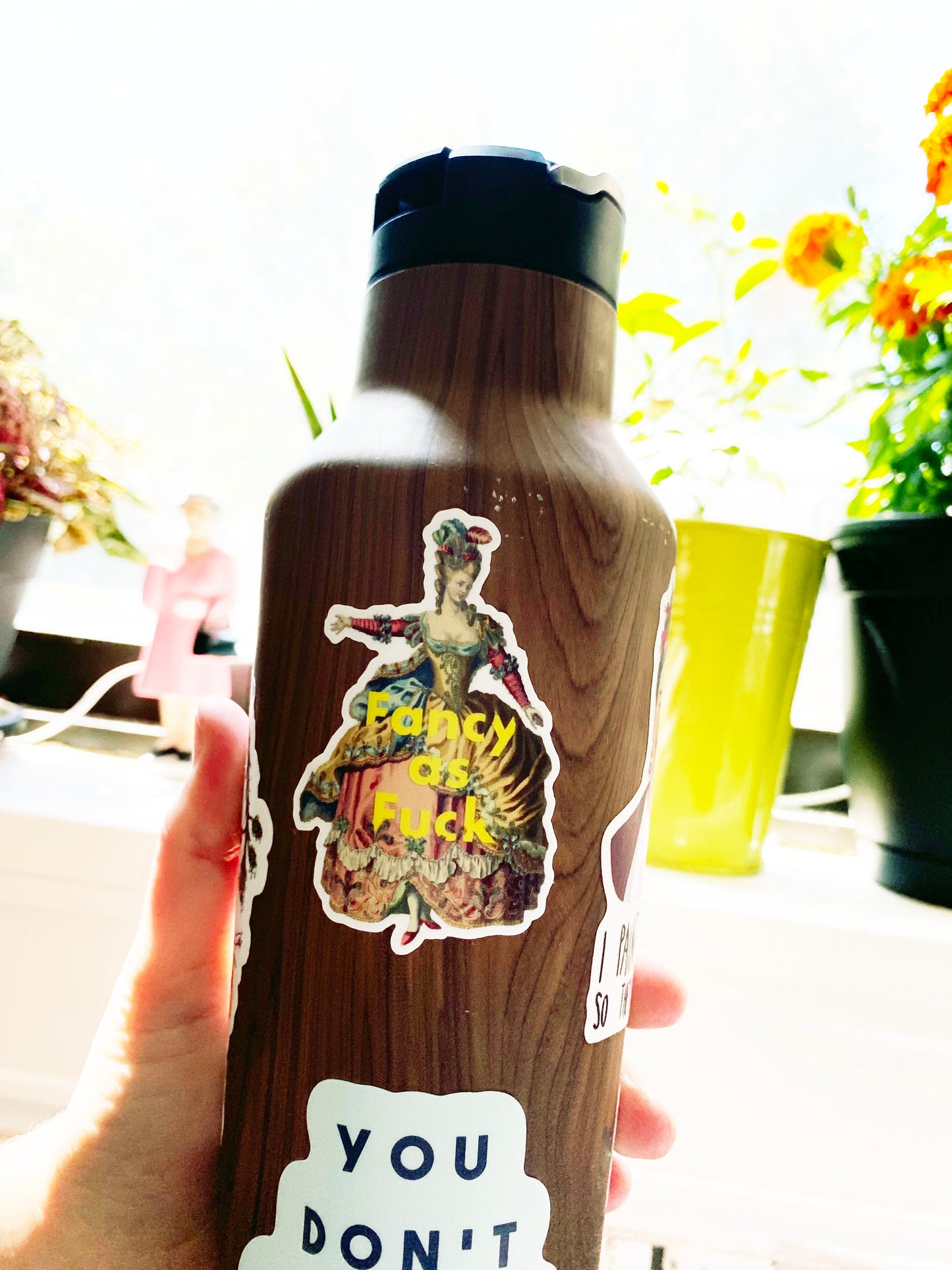 water bottle laptop car snowboard skateboard sticker funny fancy as fuck af retro victorian society lady in dress with hat