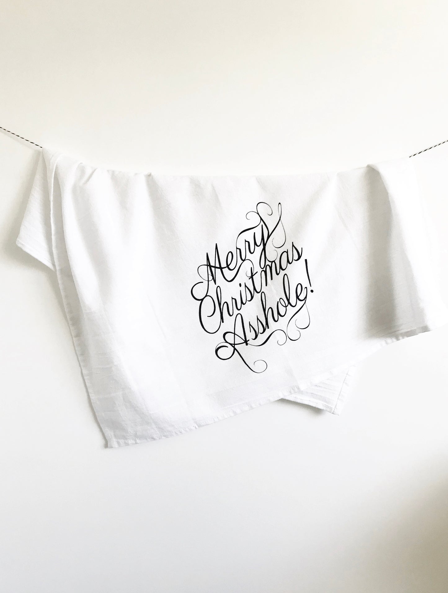 merry christmas asshole cotton kitchen towel screen printed decorative christmas kitchen towel christmas home decor funny christmas tea towels coin laundry montana