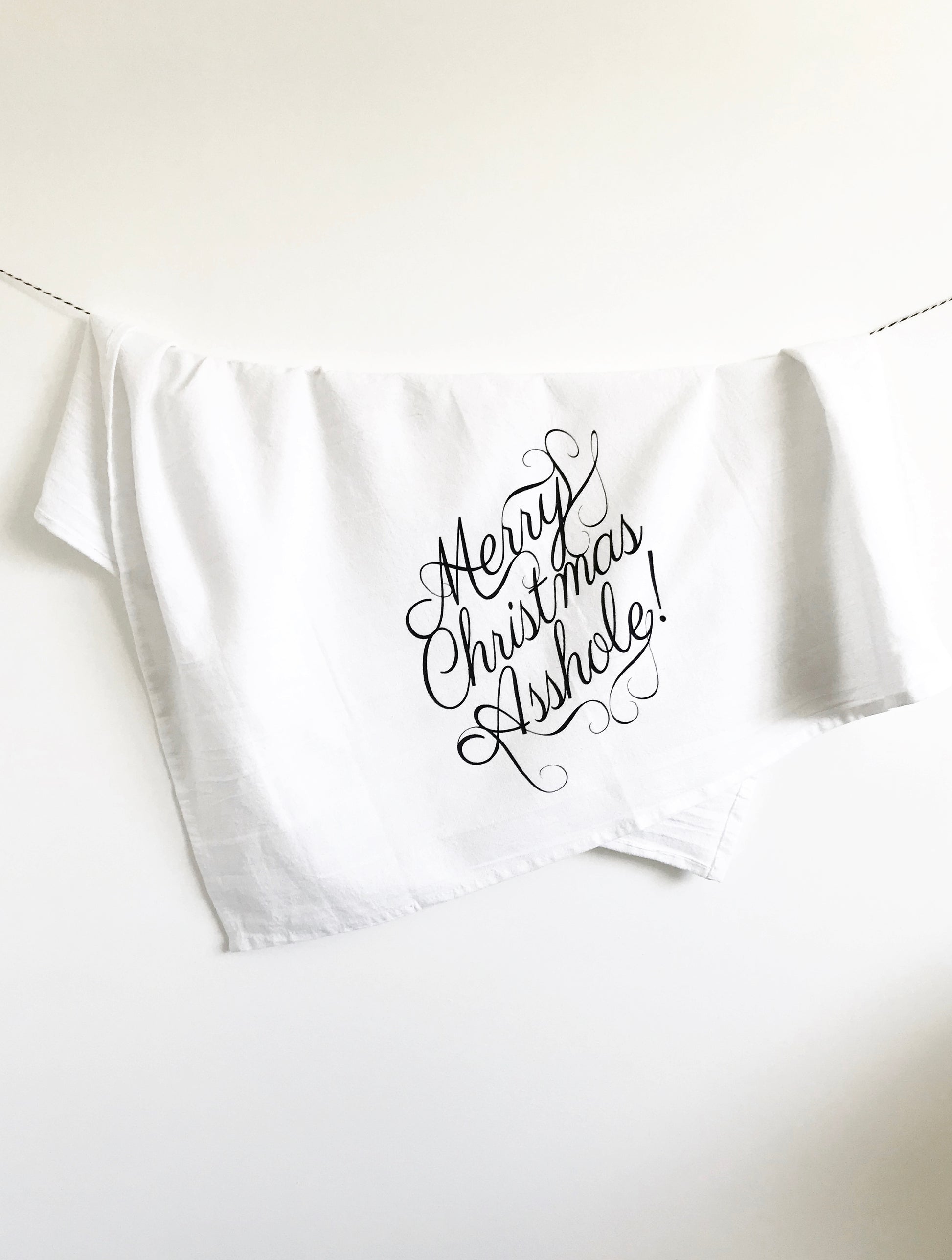 merry christmas asshole cotton kitchen towel screen printed decorative christmas kitchen towel christmas home decor funny christmas tea towels coin laundry montana