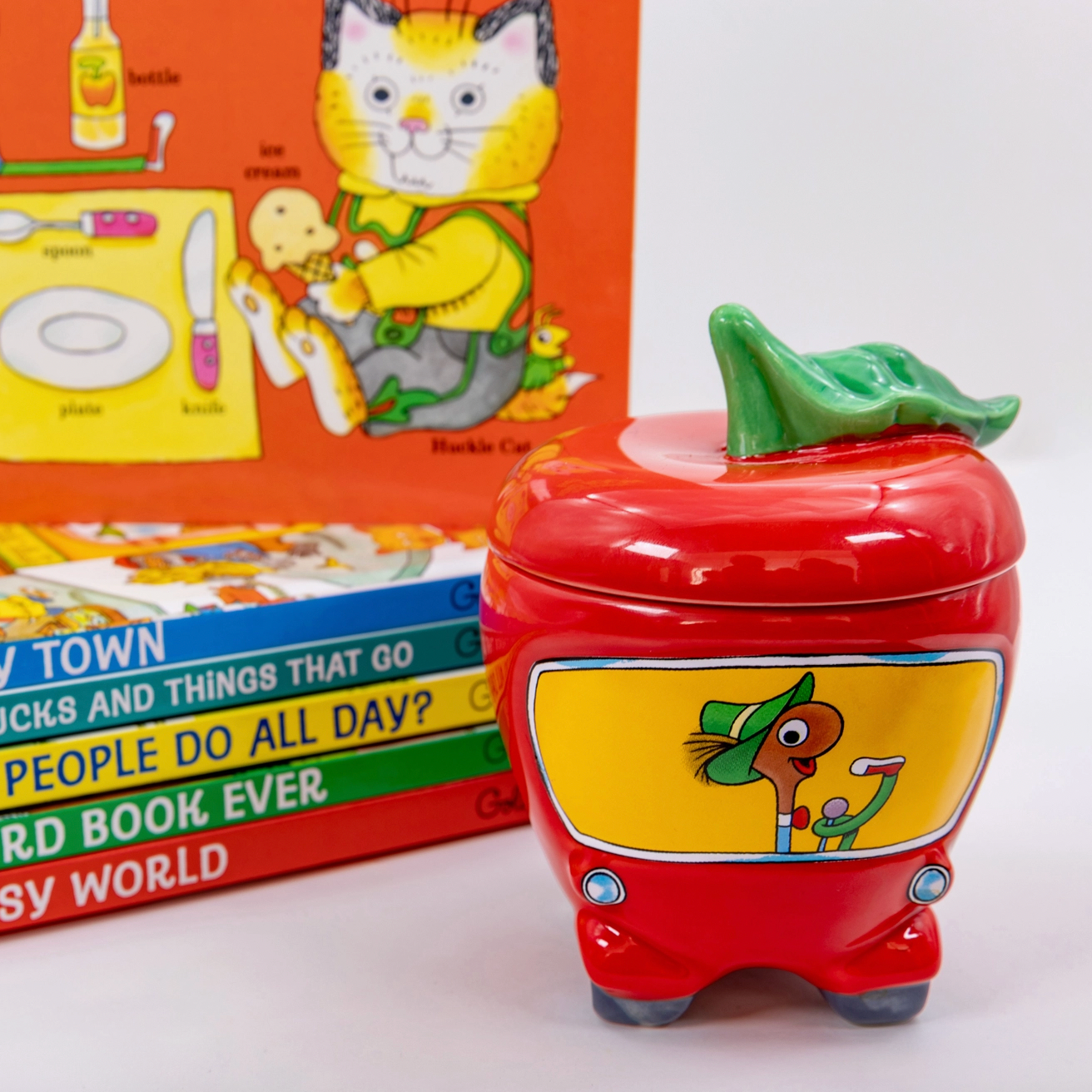 richard scarry busy town lowly worm cute apple car mug
