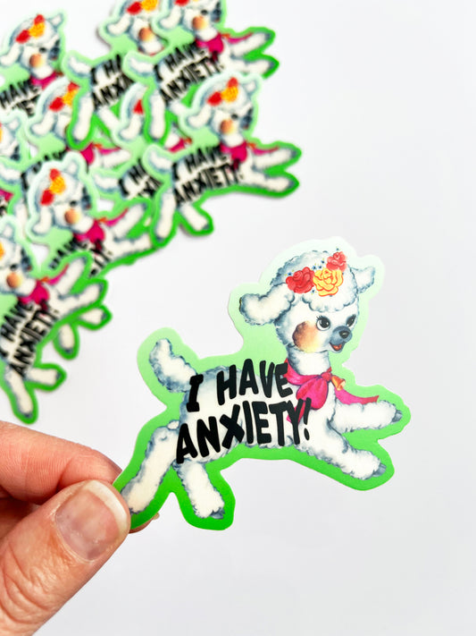 funny sticker i have anxiety vintage lamb with flowers bow sarcastic funny stickers coin laundry montana 
