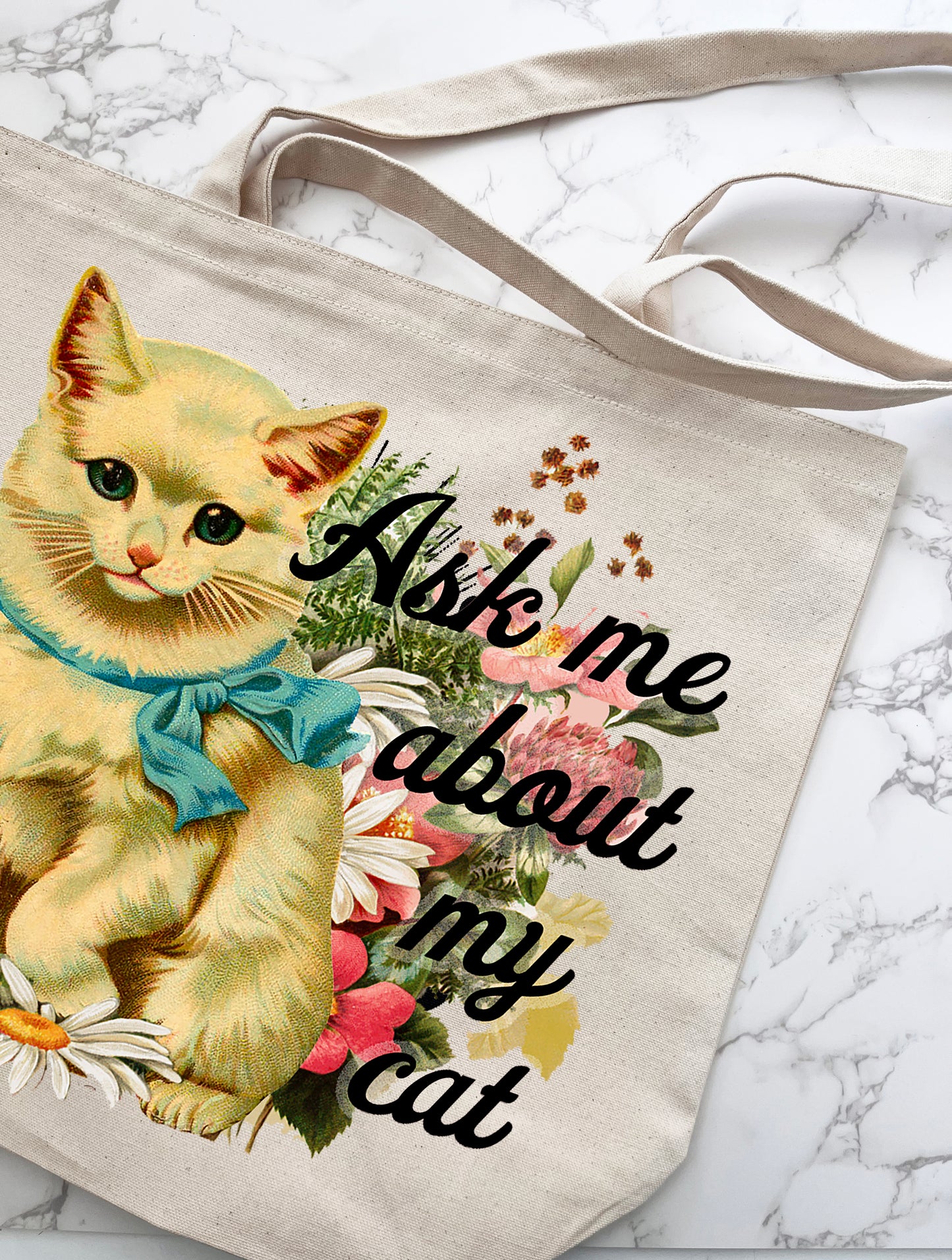 ask me about my cat funny tote bag cute retro style canvas tote bag reusable shopping bag farmers market tote travel bag with cat kitty cute funny tote coin laundry