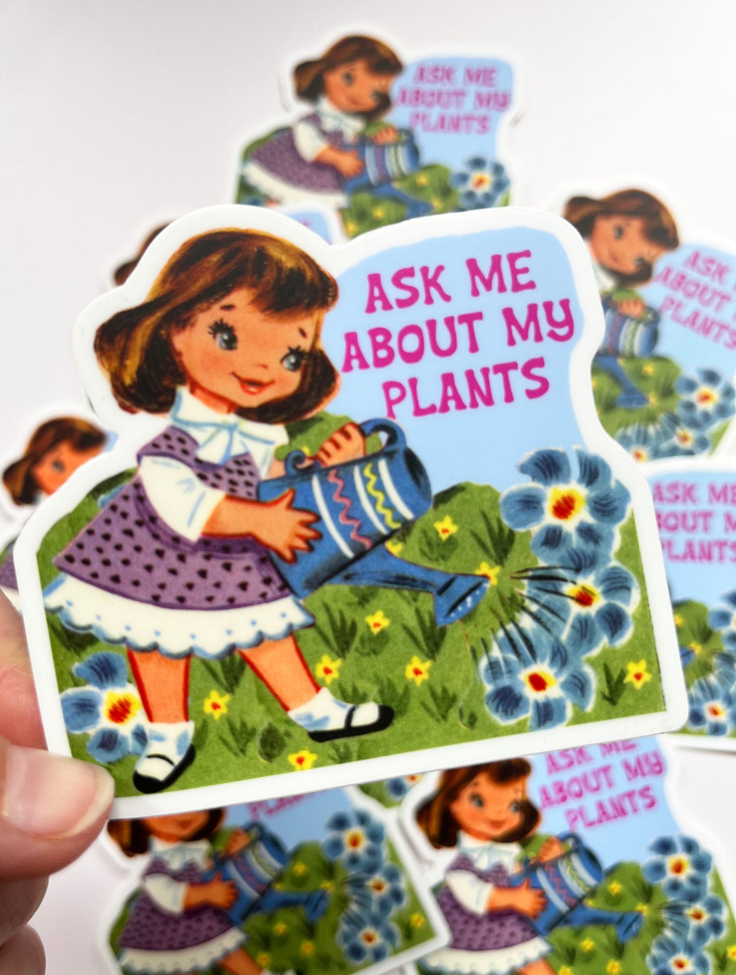 Ask Me About My Plants Sticker - Funny Plant Girl Decal