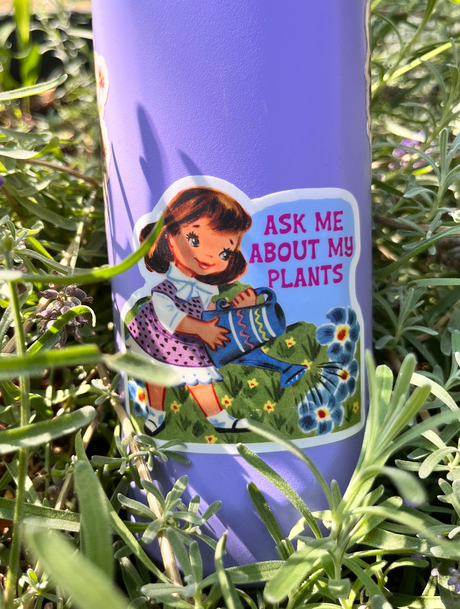 water bottle sticker funny ask me about my plants plant lady plant mom plant dad stickers secret santa stocking stuffer idea cute gardener gift sticker for laptop car coin laundry