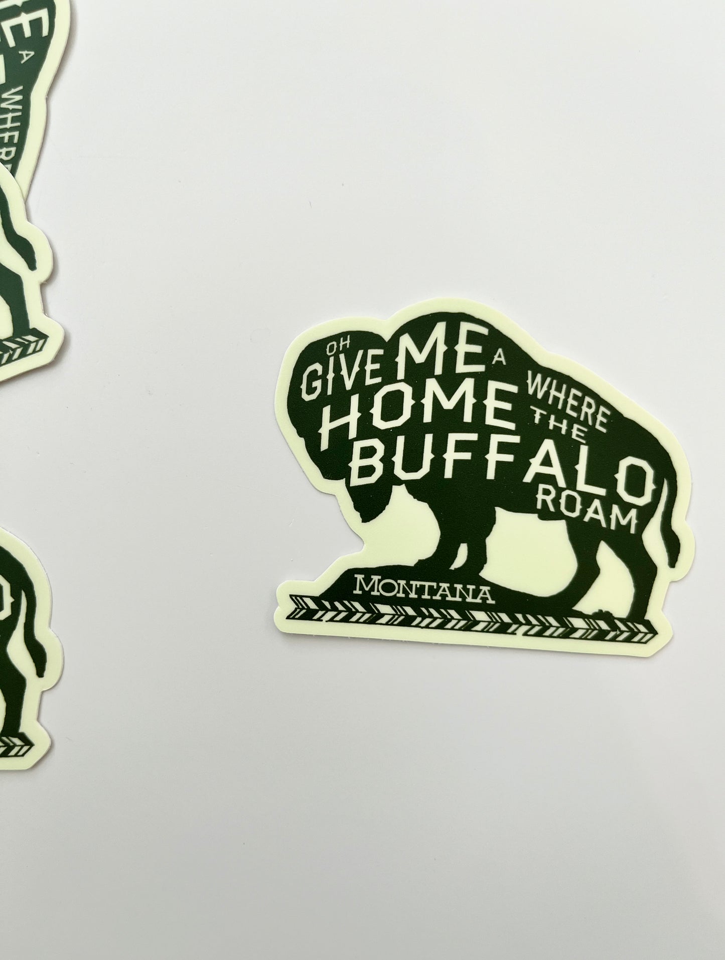 retro souvenir bison sticker give me a home where the buffalo roam montana national park bison buffalo sticker green bison souvenir sticker coin laundry fun stickers travel bumper stickers