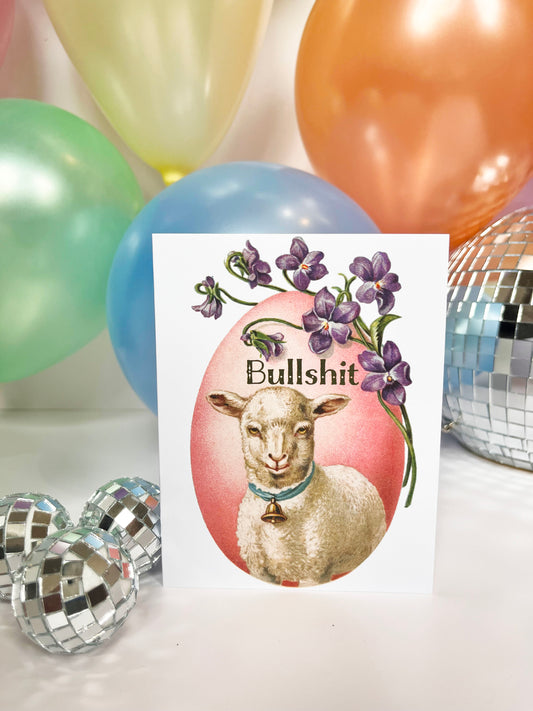 funny card bullshit lamb with flowers cute birthday card pastel colors fun cards for divorce get well soon coin laundry 