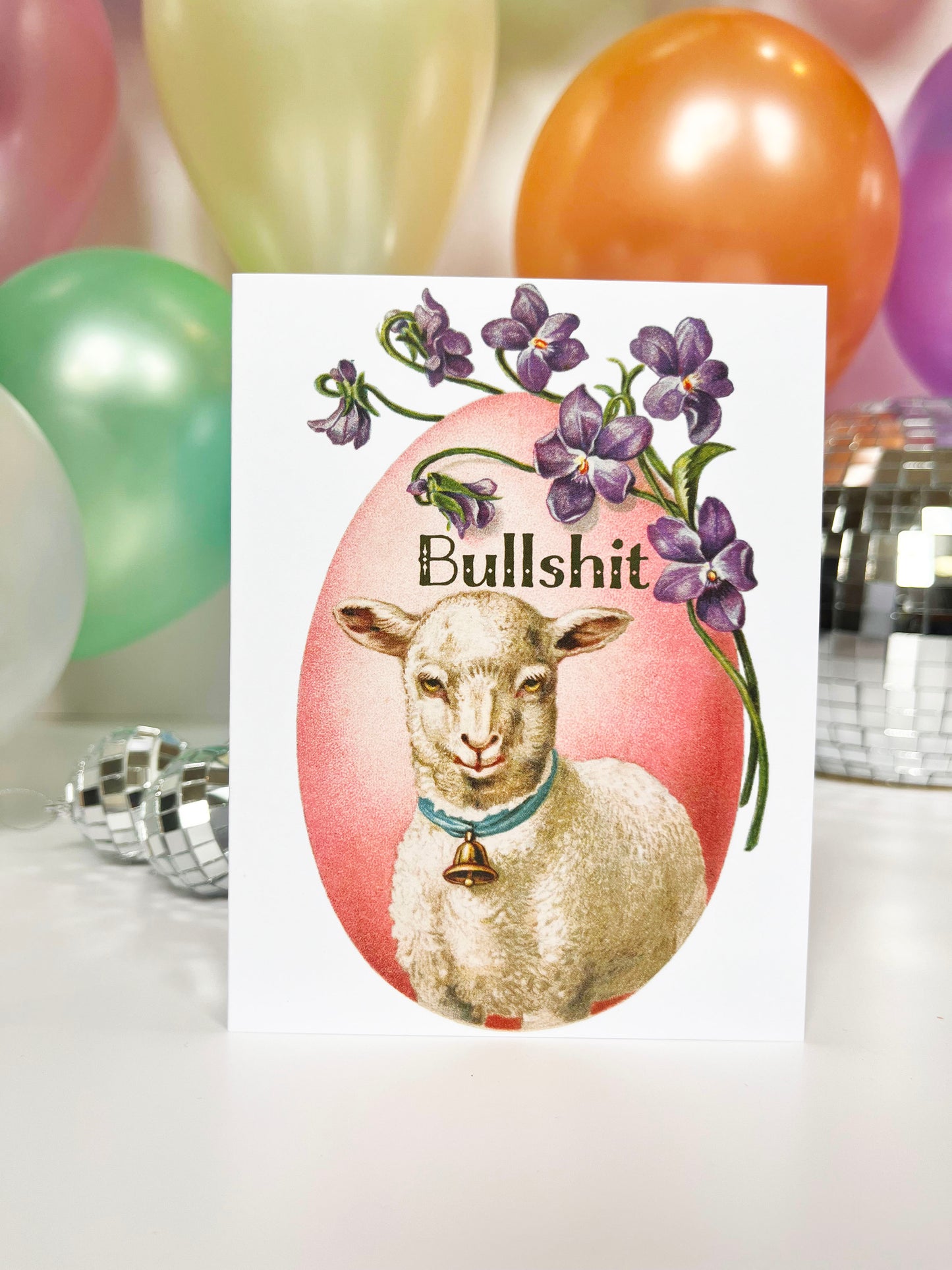 bullshit card funny lamb with flowers funny birthday card funny divorce card get well soon love cute lamb cards coin laundry retro style cards