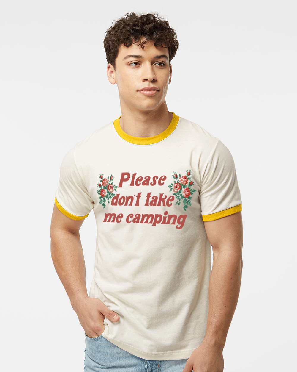 Please Don't Take Me Camping Ringer Tee