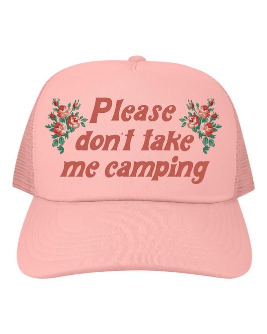 dont take me camping pink mesh back hat cute retro style funny trucker hat pink fun coin laundry bozeman montana mesh back baseball hat funny fashion cap