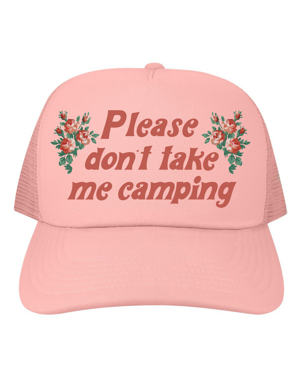 dont take me camping pink mesh back hat cute retro style funny trucker hat pink fun coin laundry bozeman montana mesh back baseball hat funny fashion cap