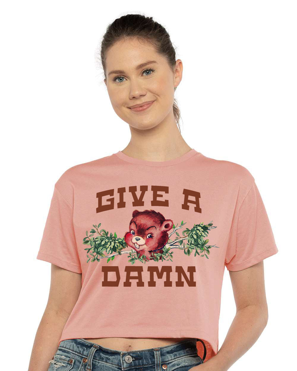 Give a Damn Crop Tee - Pink