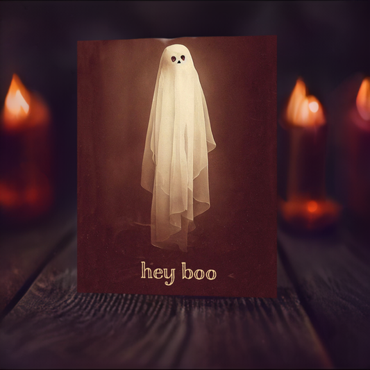 Hey Boo Cute Ghost - Funny Halloween Love Friendship Card