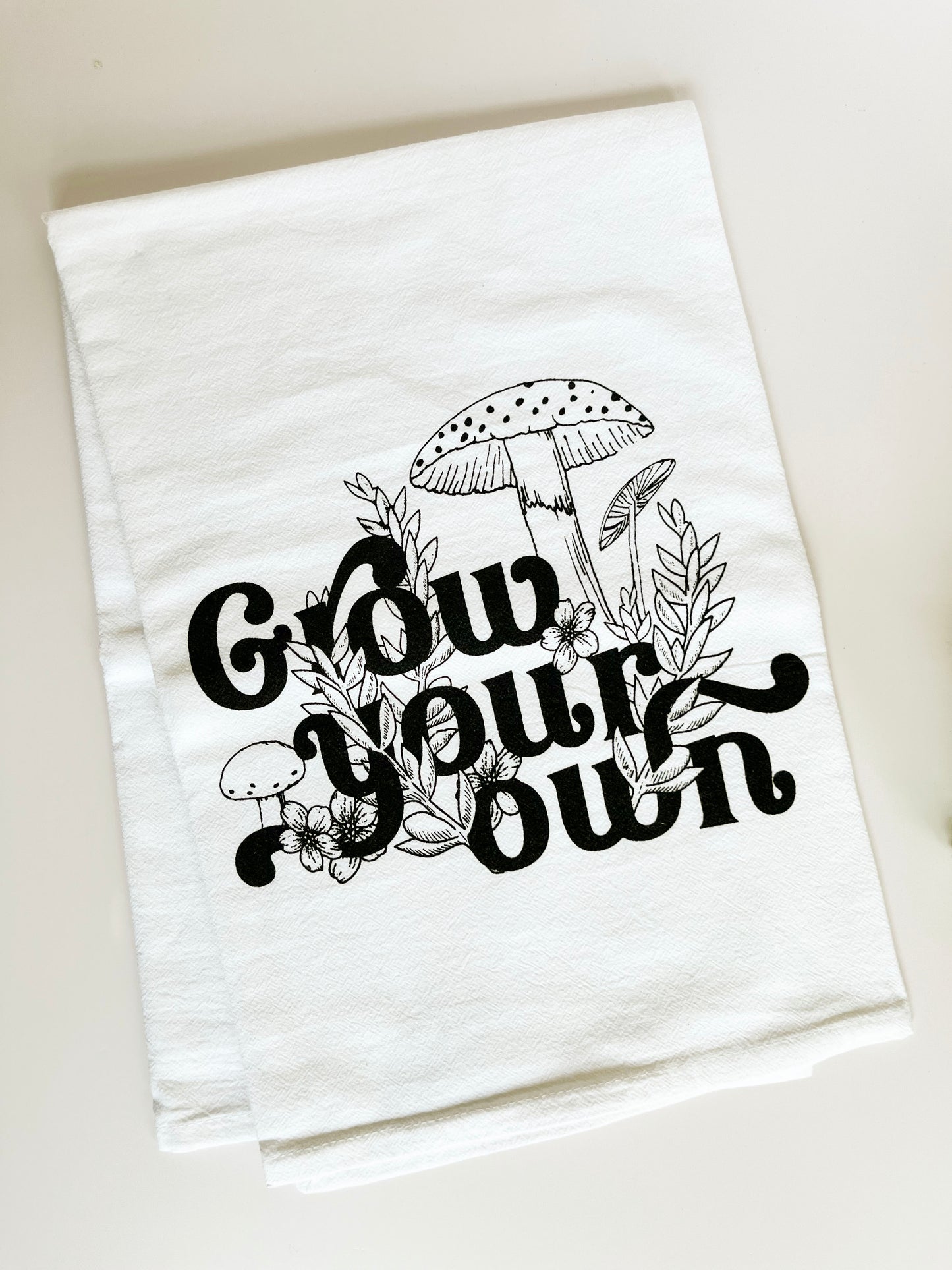 cute tea towel plant lady daddy outdoor lover mushroom plants flowers house kitchen towel grow your own retro style vintage coin laundry screen print