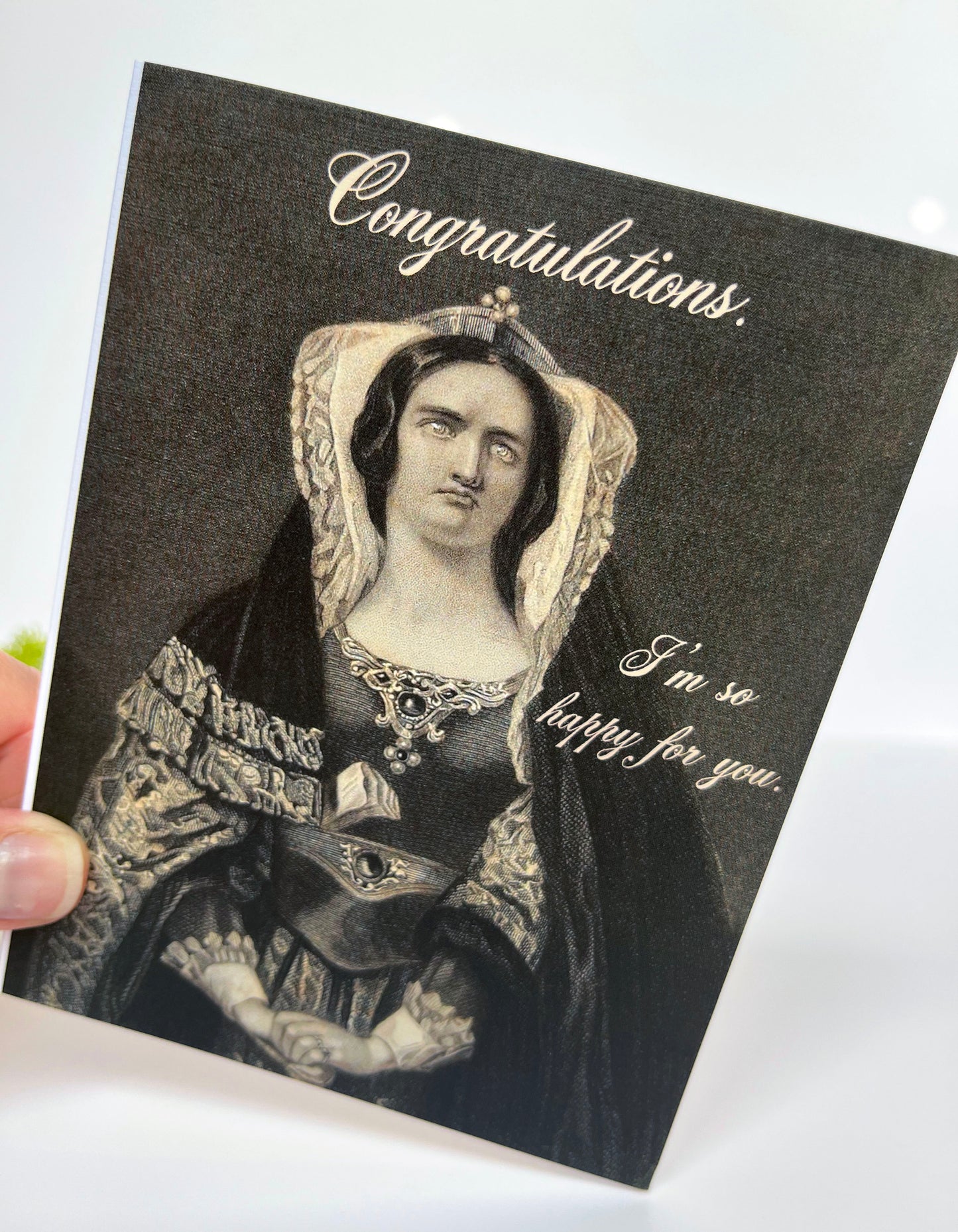 all occasion blank greeting note card sepia tone victorian woman funny card for graduation congratulations congrats promotion new baby engagement wedding moving goodbye silly resting bitch face queen hilarious snarky coin laundry