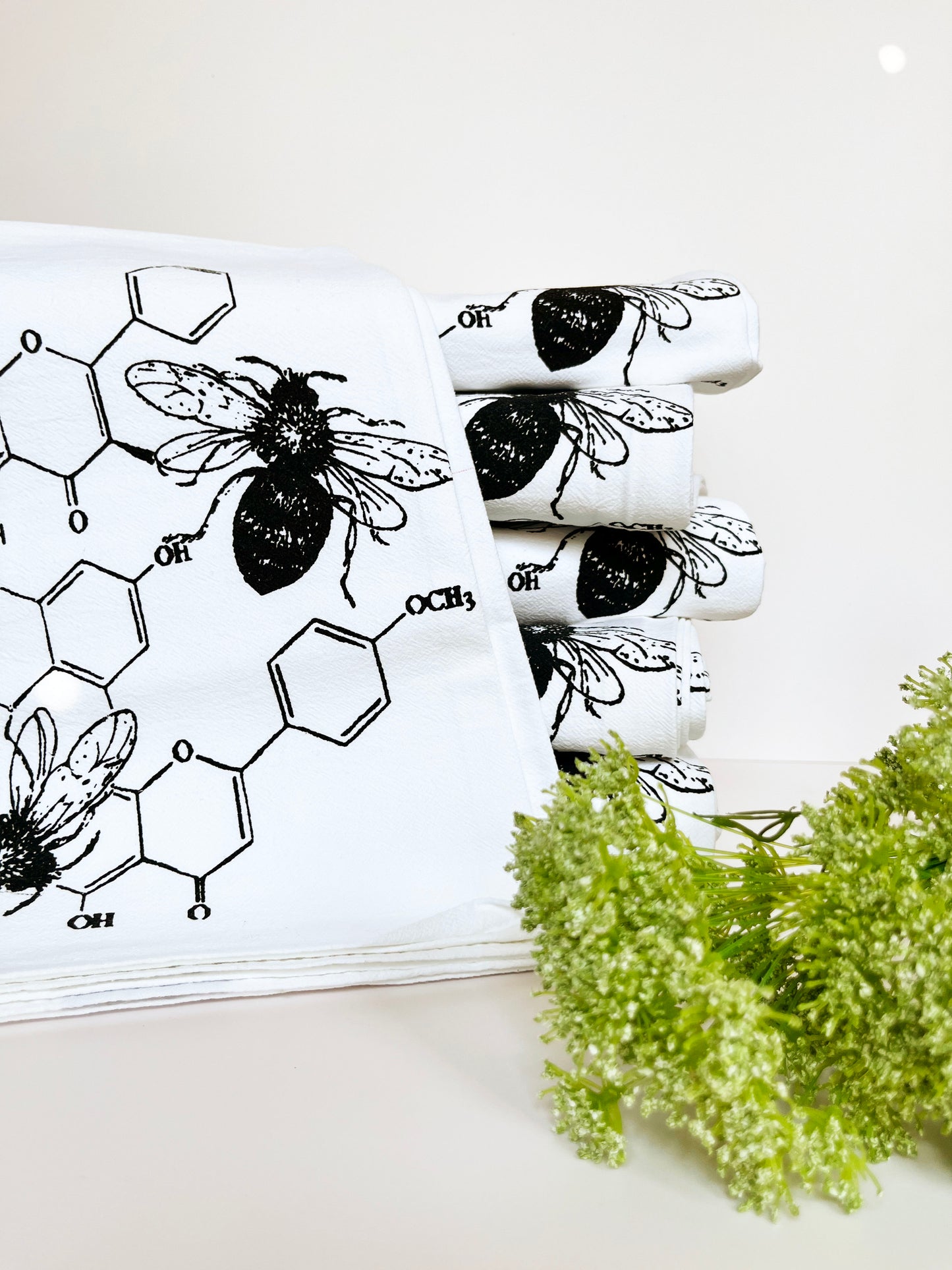 garden inspiration bee keeper kitchen towel bees honey chemistry kitchen dish towel scientific structure hexagon coin laundry hand screen printed montana 