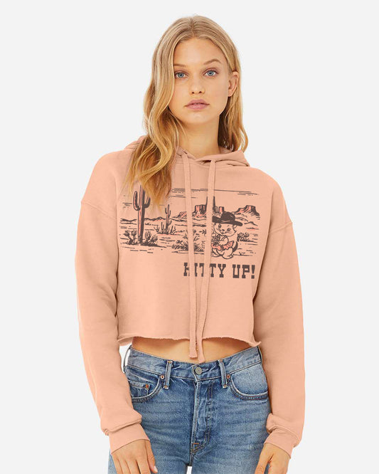 Kitty Up Crop Hoodie - Pink
