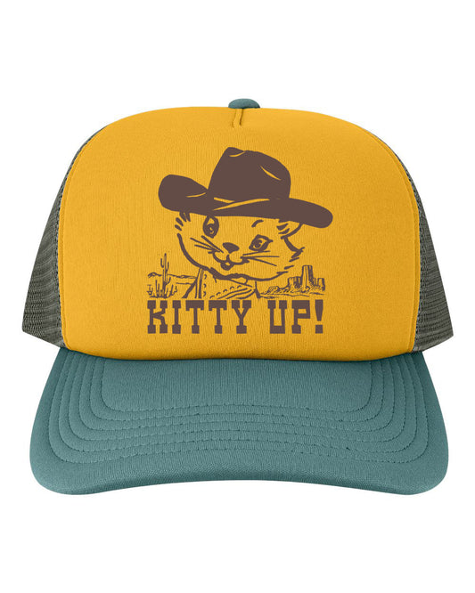 Kitty Up Mesh Back Baseball Hat - Gold