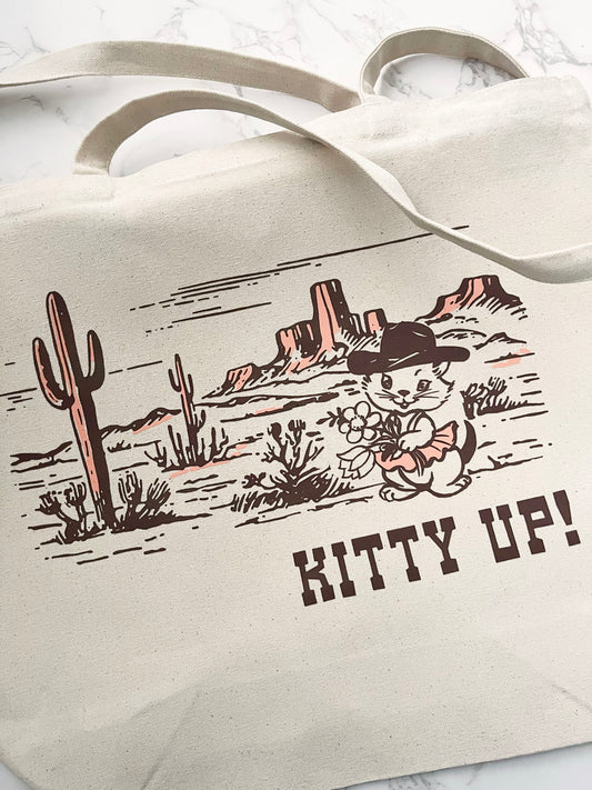 Kitty Up Cowgirl Cat Tote Bag