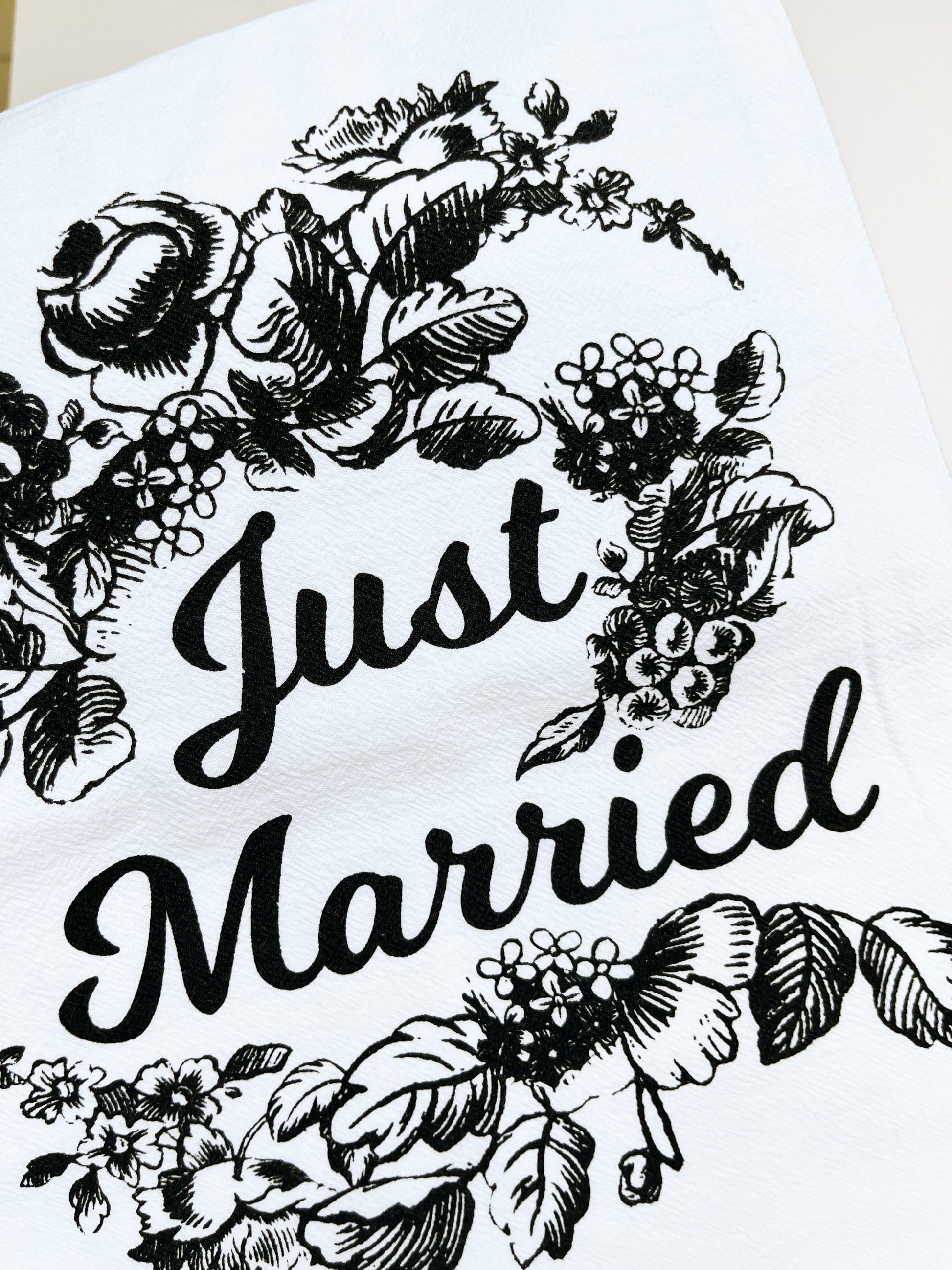 cute just married floral dish towel cotton tea towel with just married vintage floral pattern cute decorative gifts for bride coin laundry montana