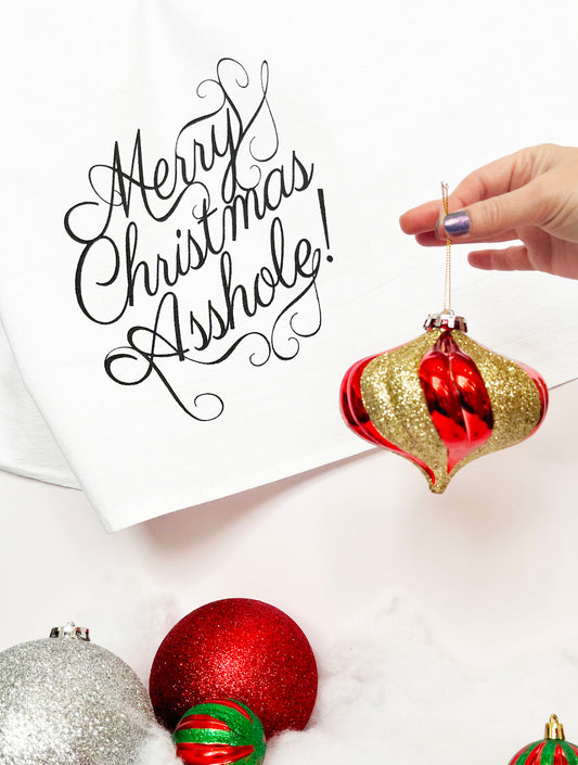 Merry Christmas Asshole Cotton Kitchen Towel
