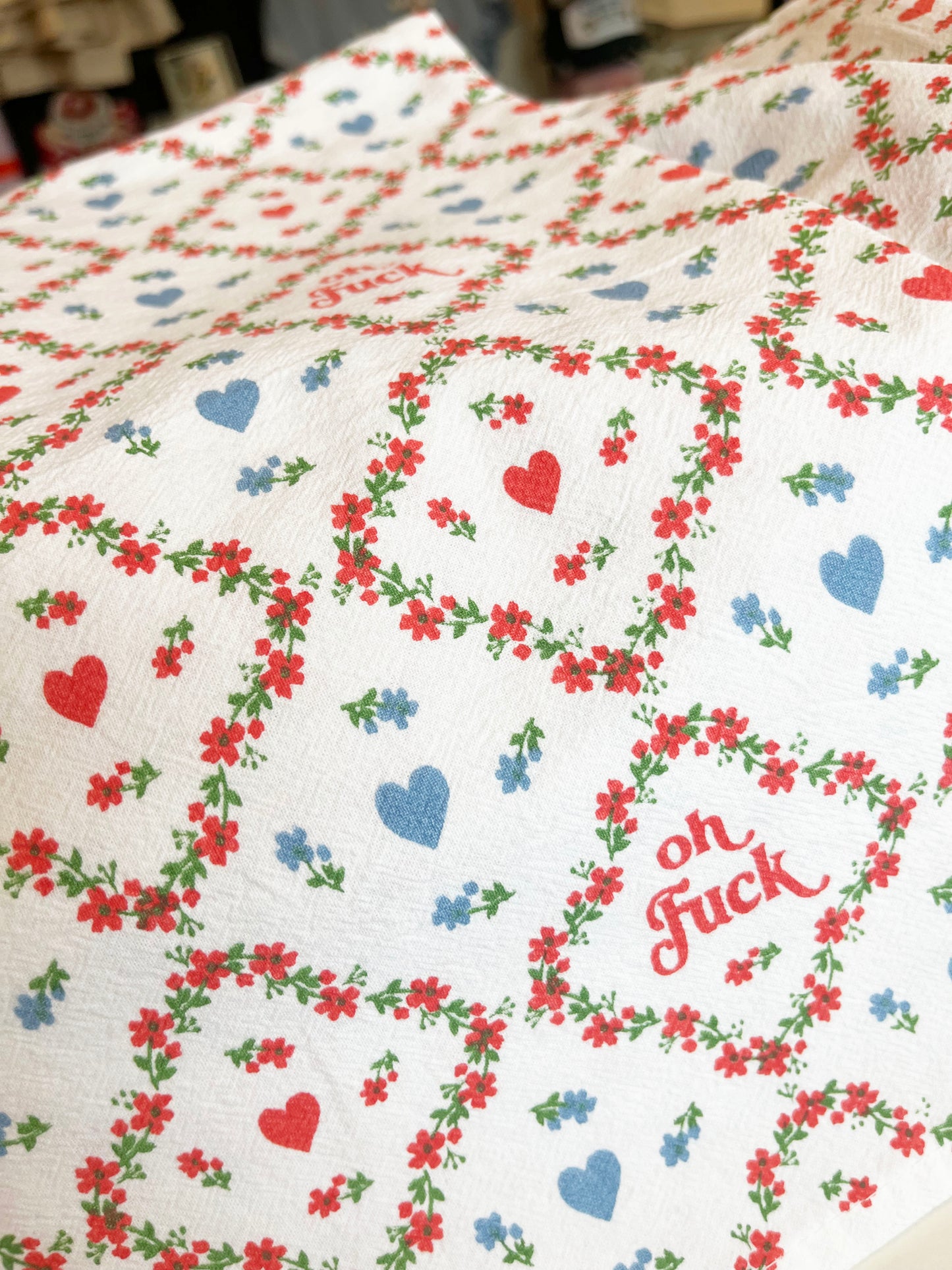 Oh Fuck Calico Print Kitchen Towel