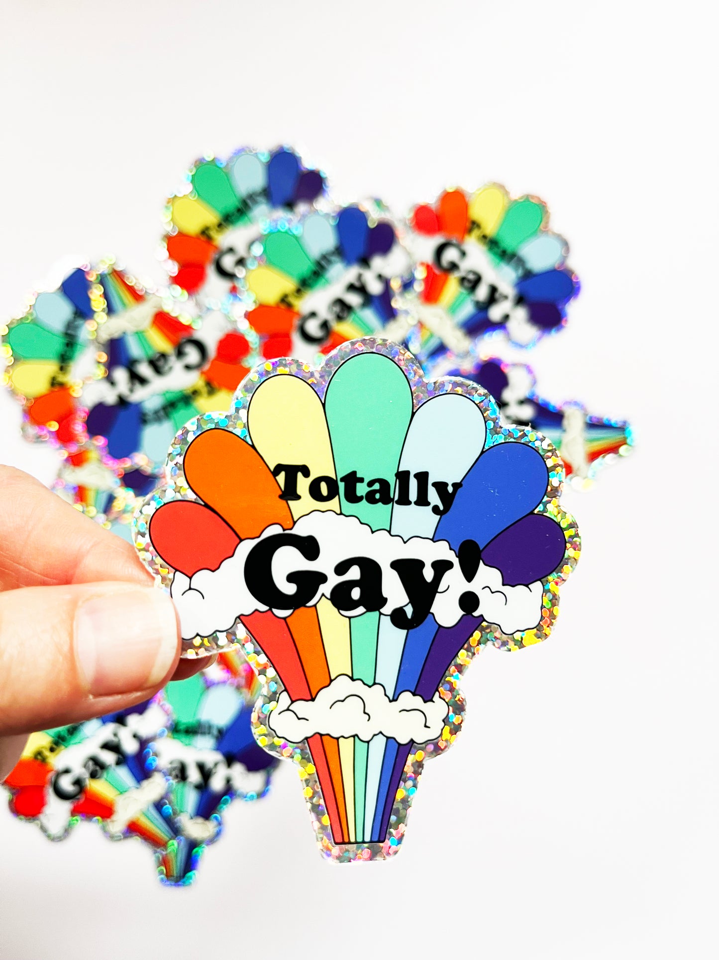 rainbow glitter sticker totally gay funny lgbtq support sticker fun pride stickers funny stickers coin laundry montana 