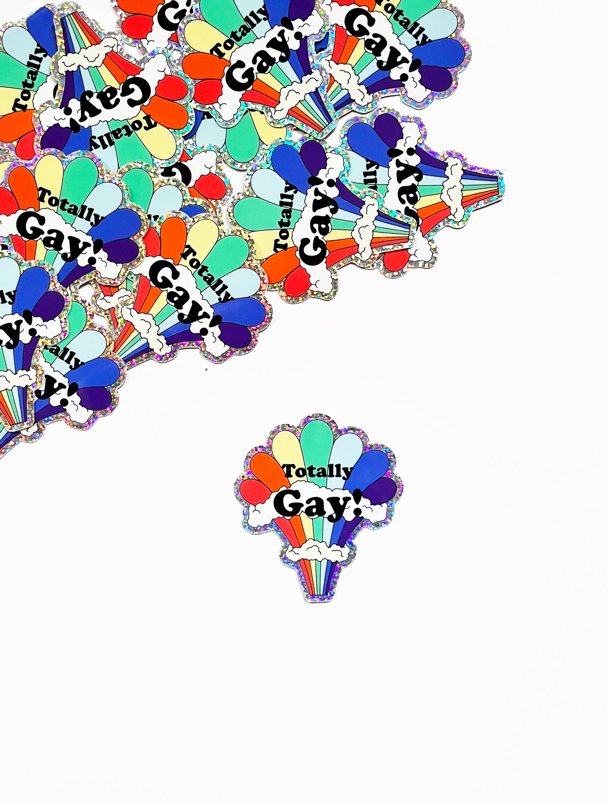 totally gay sticker rainbow glitter fun lgbtq pride sticker totally gay cute stickers coin laundry montana