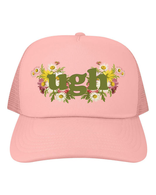Ugh Floral Mesh Back Baseball Hat - Pink