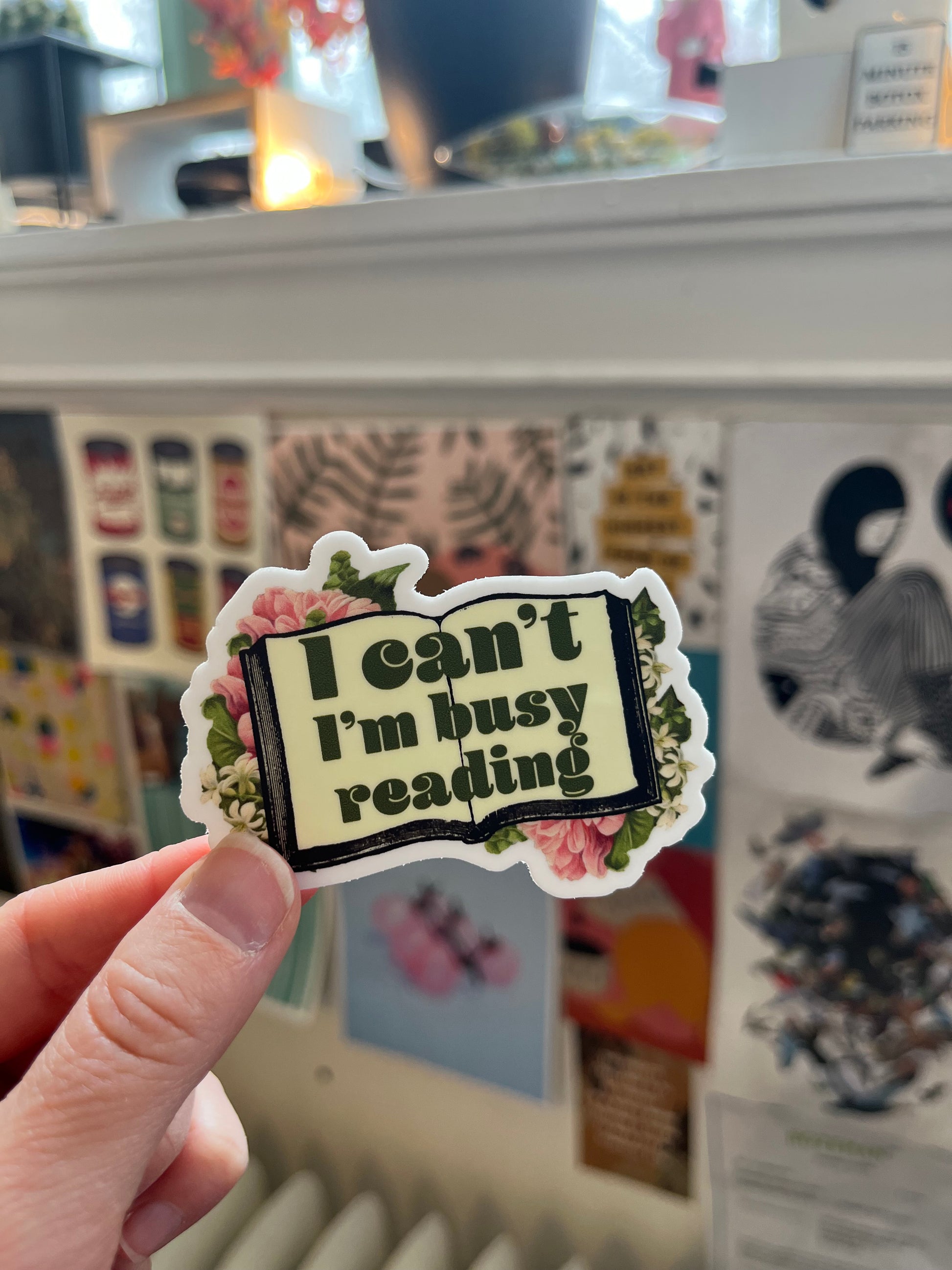 I Can't I'm Busy Reading Cute Book Lover Sticker – The Coin Laundry Print  Shop