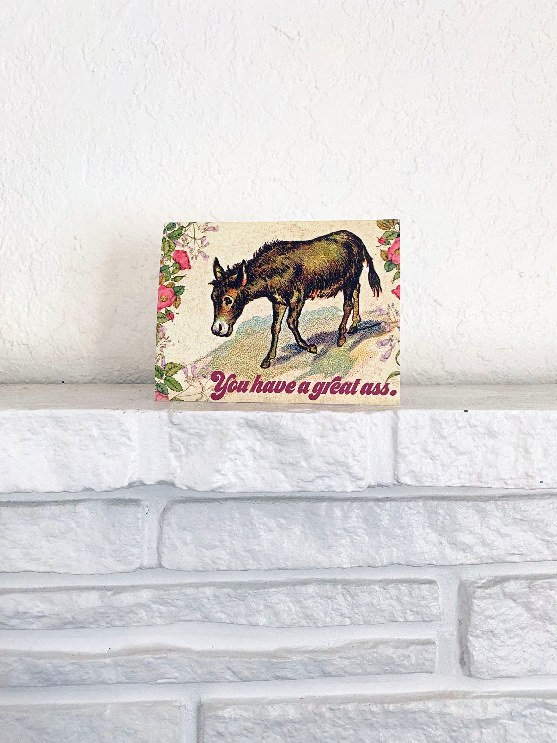 cute retro style greeting card coin laundry montana you have a great ass donkey card with flowers fun valentines day card funny sarcastic