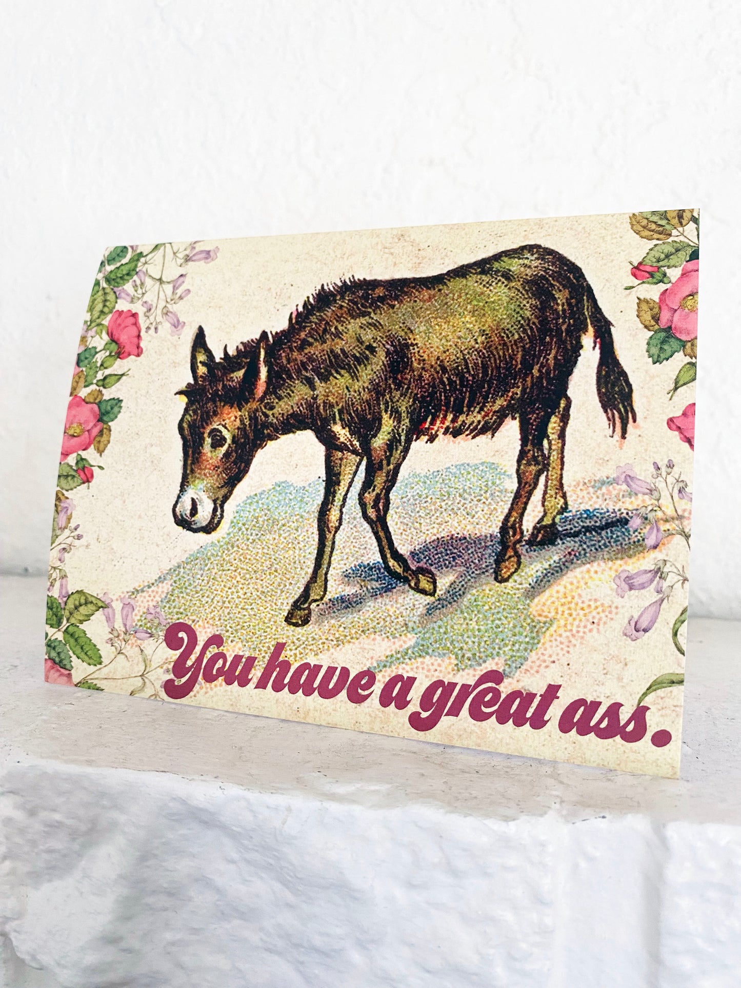 greeting card funny valentine sexy you have a great ass donkey with flowers cute card funny coin laundry cards