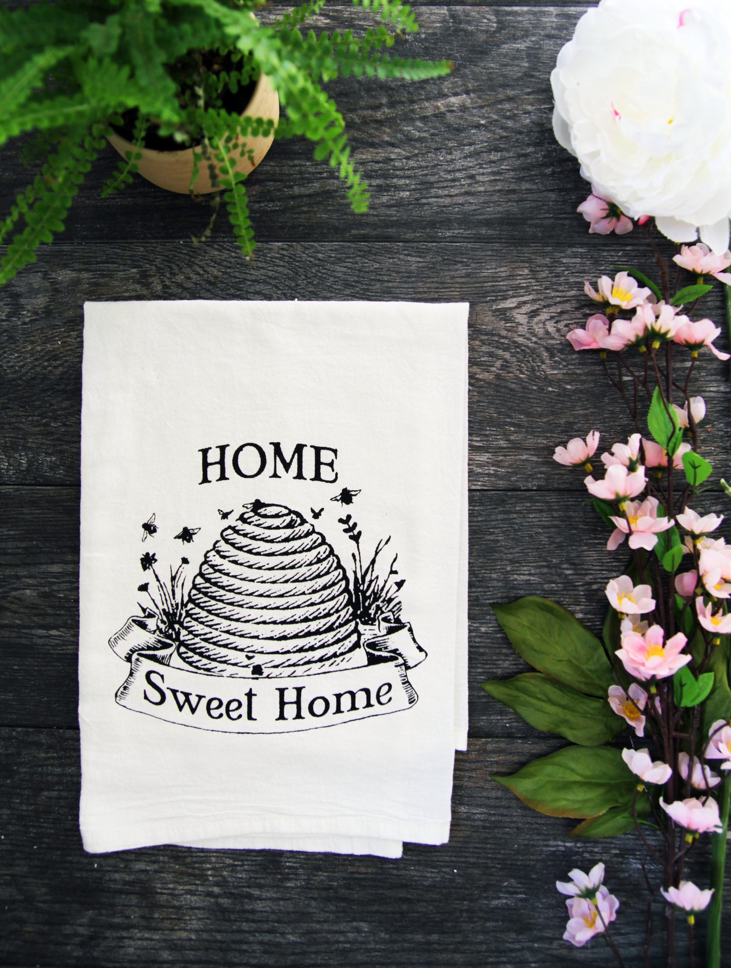 cute cotton kitchen towel bees honey hive home sweet home theme