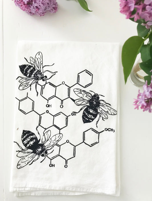 cute honey bee chemistry cotton kitchen towel screen print coin laundry montana honey bee theme home decor gifts