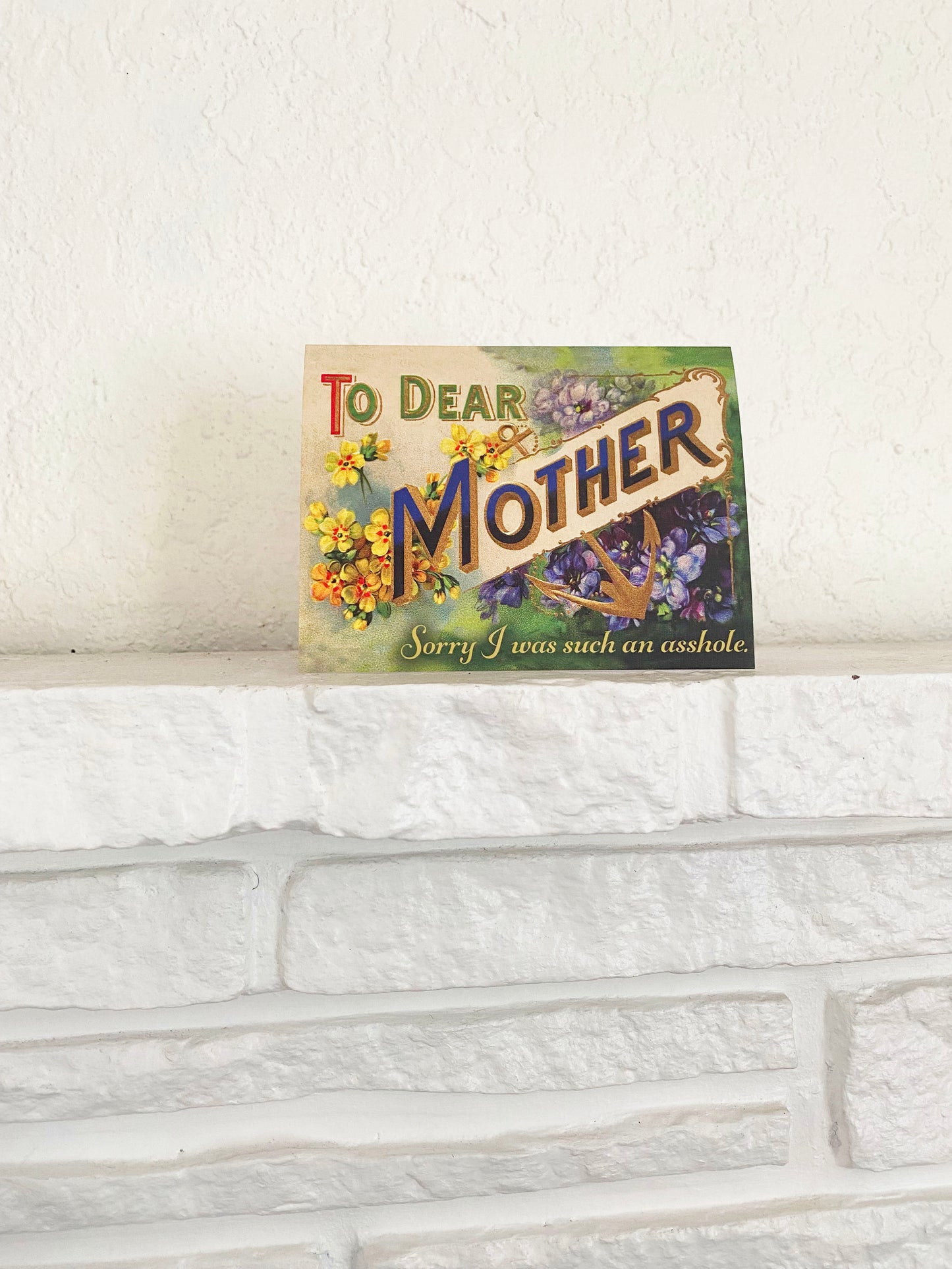 vintage retro to dear mother sorry i was such an asshole card flowers anchor pretty victorian ahole a**hole fun funny coin laundry fun greeting note card blank inside all purpose send mail to mom